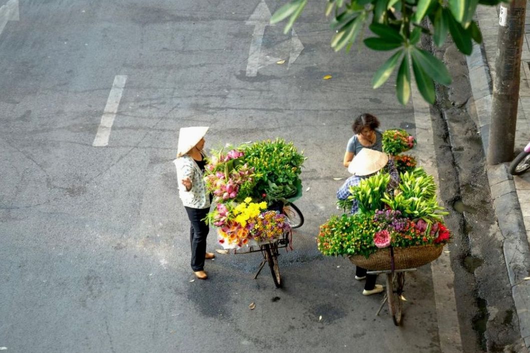 Materialien und Blumen